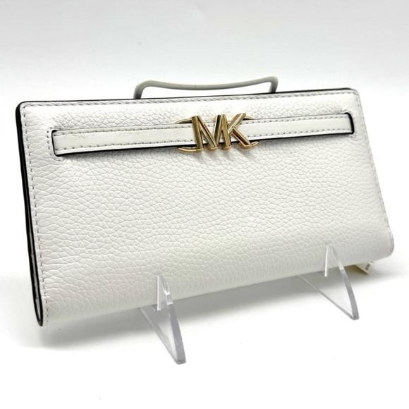 Michael Kors Reed Large Snap Bifold Wallet Optic White - Picture 1 of 9